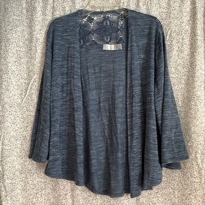 Blue Cardigan with Crochet Detail